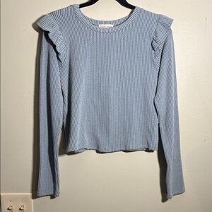 Moa Moa Sky Blue Ruffle Sleeve sweater XL